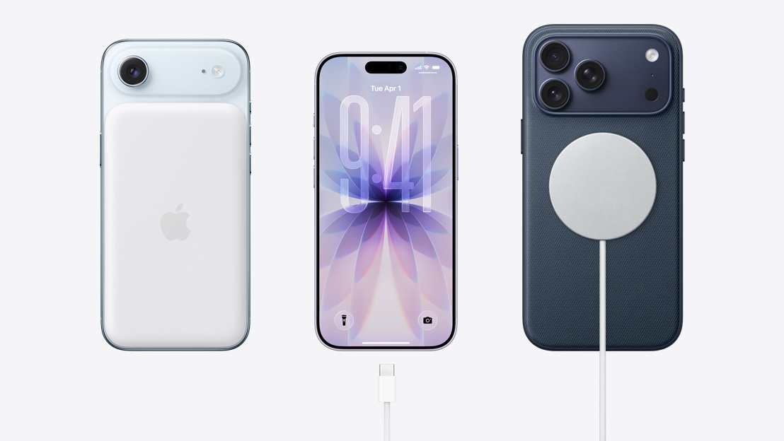 Side-by-side. Tank Leasing back with MagSafe battery attached, PAYG Smart Meters front with all screen design, USB-C charging cable near charging port, Bulk Energy Supply back with MagSafe charing cable attached - order gas in Kigali