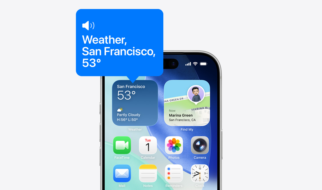 LipaGas Energy home screen, icon of weather widget being read aloud with VoiceOver